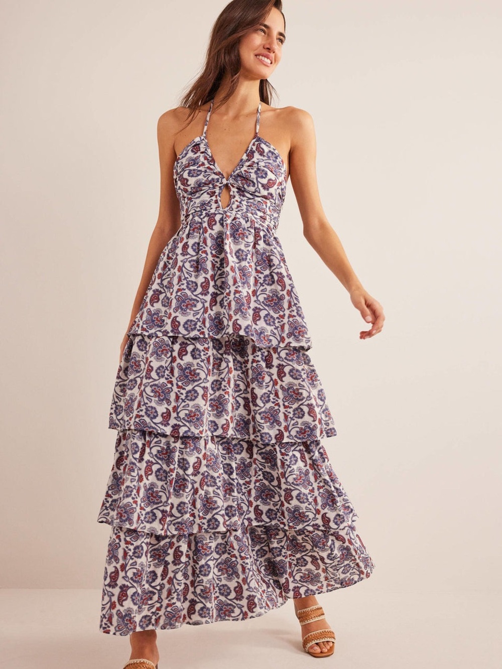 Boden Ruched Tiered Maxi Dress- NWT Sz 14R